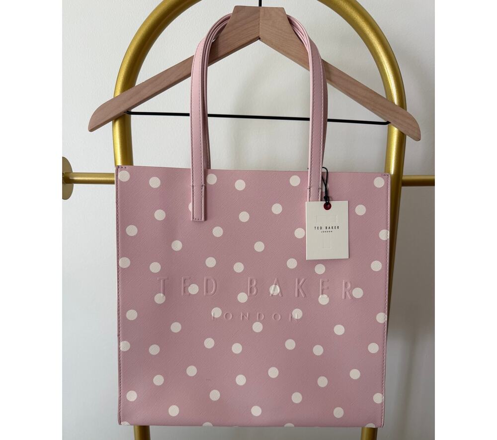 Ted Baker NEW Soocon Pink with Cream Polka Dot Tote
